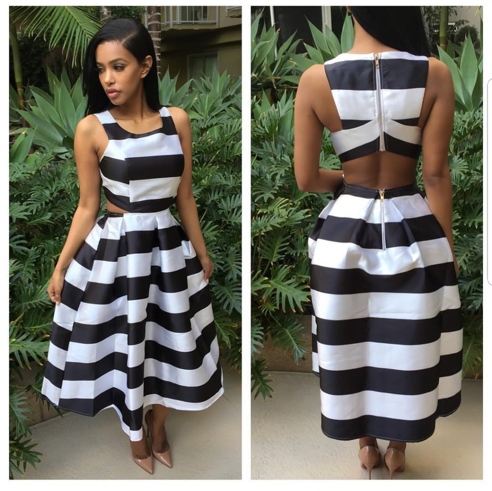 Black and White Striped Dress